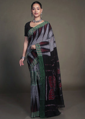Grey Bomkai Cotton Saree Without Blouse Piece
