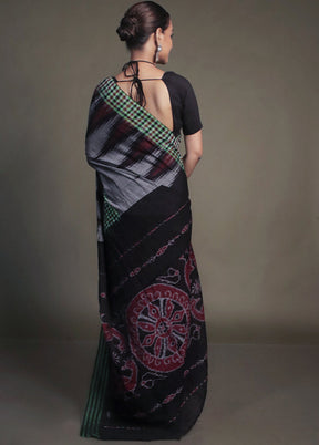 Grey Bomkai Cotton Saree Without Blouse Piece