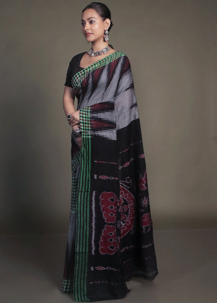 Grey Bomkai Cotton Saree Without Blouse Piece