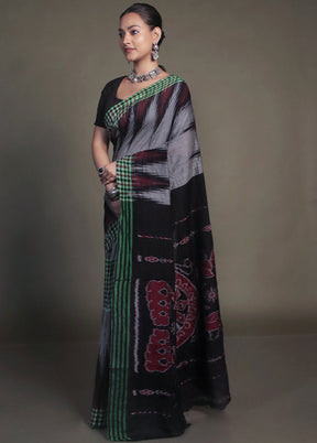 Grey Bomkai Cotton Saree Without Blouse Piece