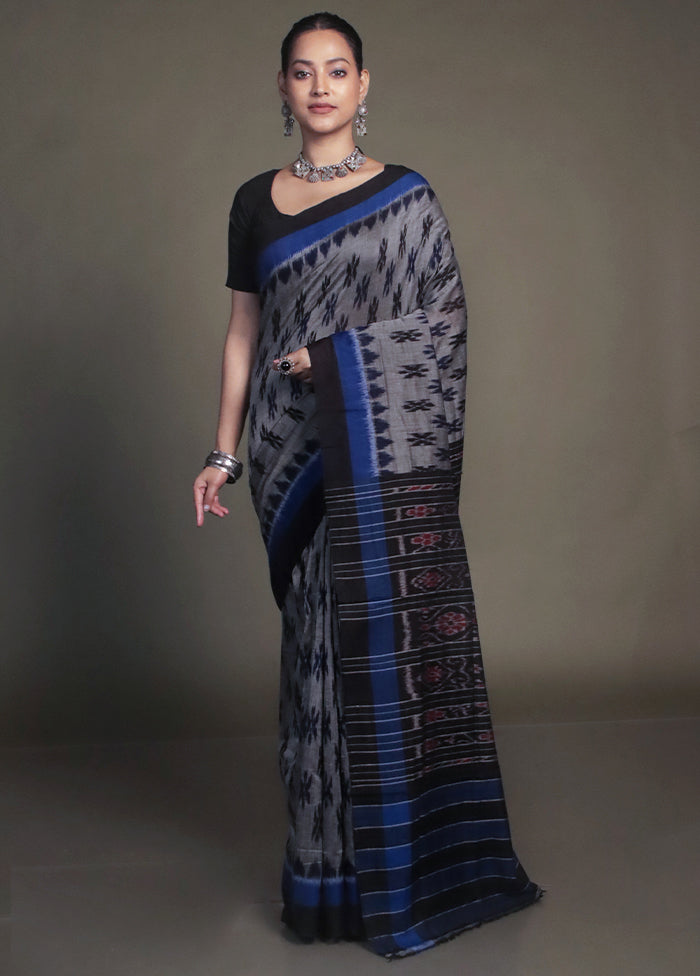 Grey Bomkai Silk Saree Without Blouse Piece