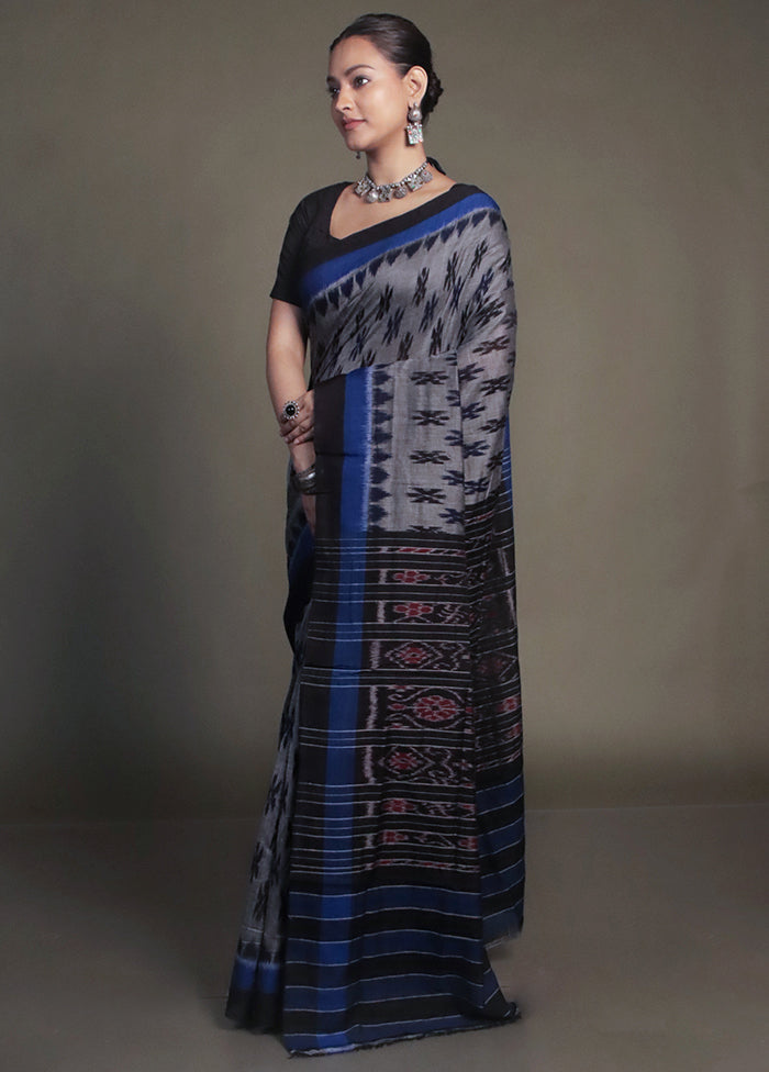 Grey Bomkai Silk Saree Without Blouse Piece