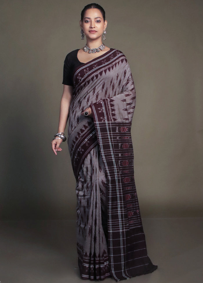 Grey Bomkai Silk Saree Without Blouse Piece