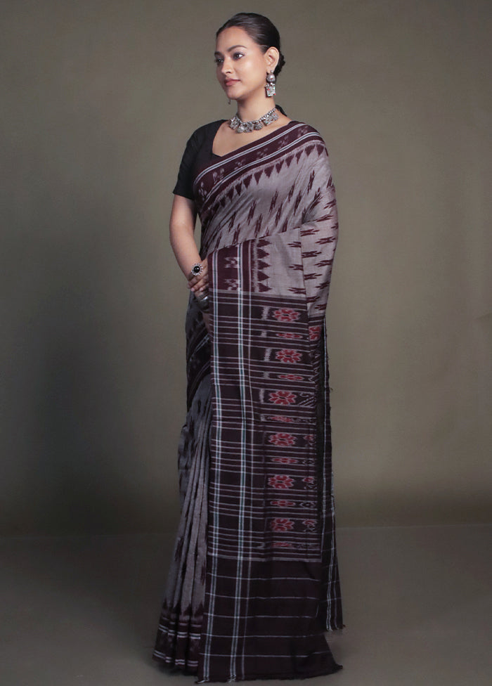 Grey Bomkai Silk Saree Without Blouse Piece