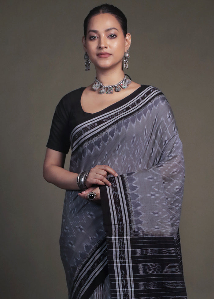 Grey Bomkai Pure Cotton Saree Without Blouse Piece