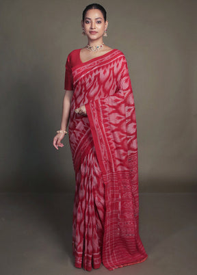 Pink Bomkai Silk Saree Without Blouse Piece