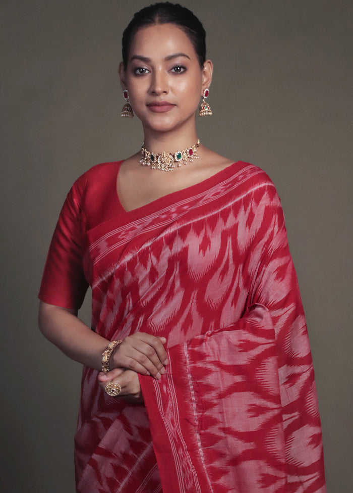 Pink Bomkai Silk Saree Without Blouse Piece
