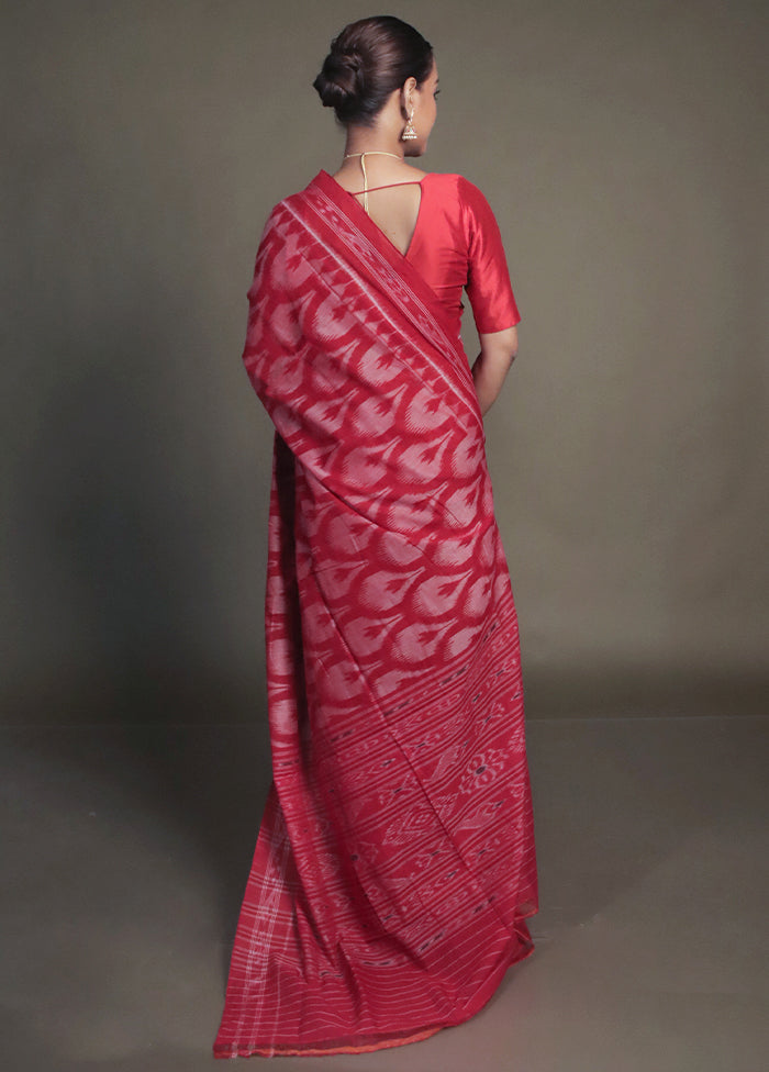 Pink Bomkai Silk Saree Without Blouse Piece