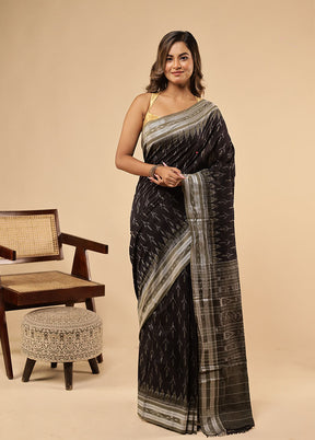Black Bomkai Silk Saree Without Blouse Piece