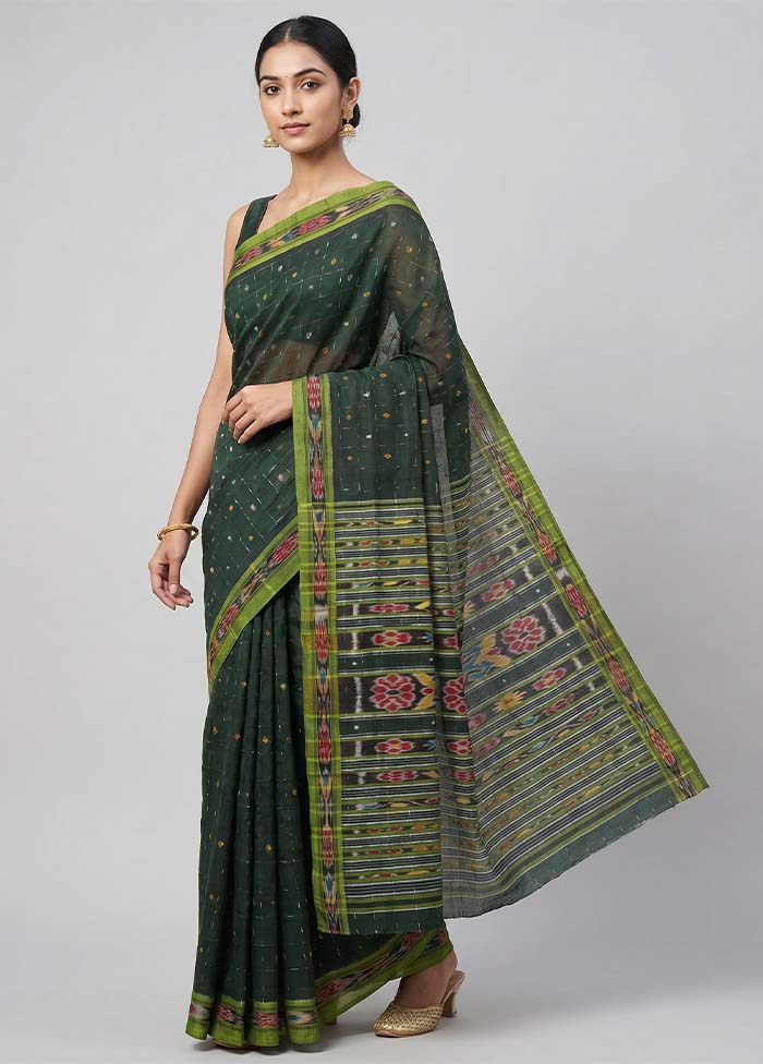 Green Bomkai Silk Saree Without Blouse Piece
