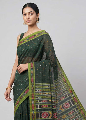 Green Bomkai Silk Saree Without Blouse Piece