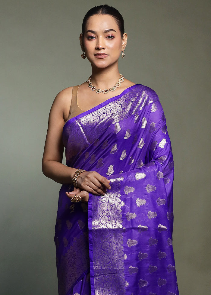 Blue Kora Silk Saree With Blouse Piece