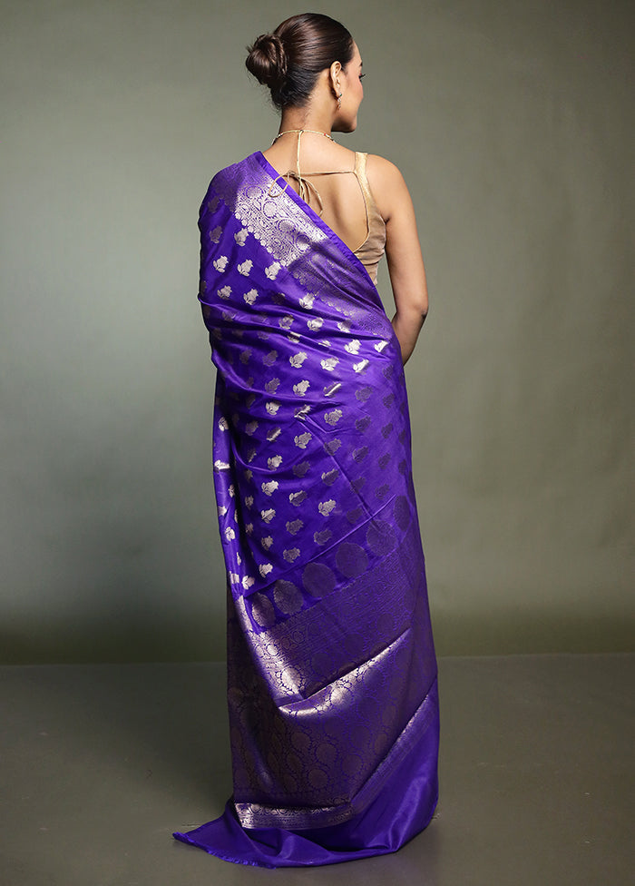 Blue Kora Silk Saree With Blouse Piece