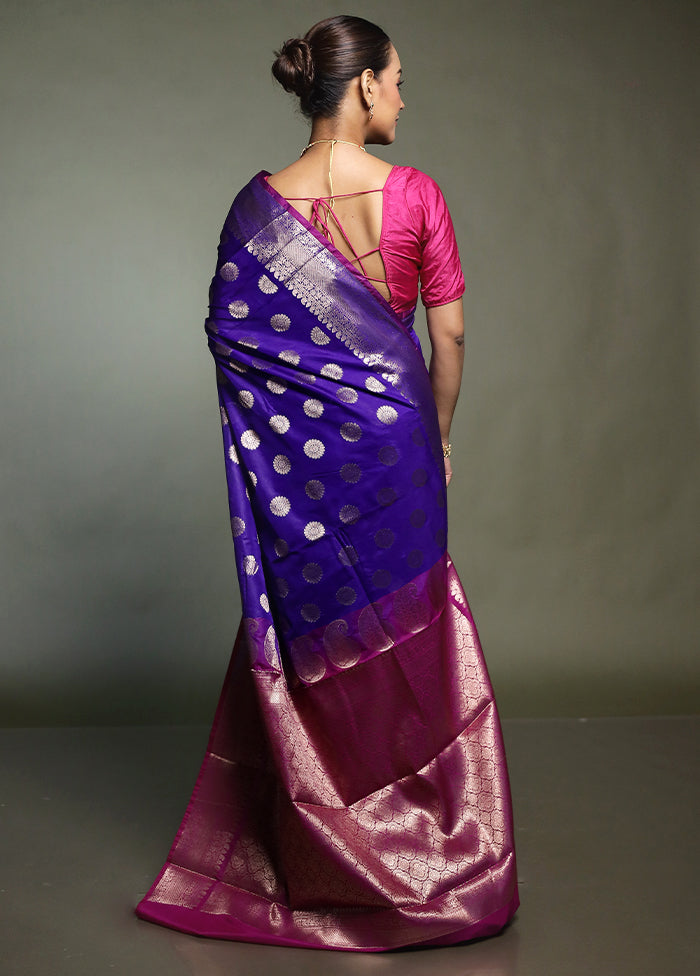 Blue Kora Silk Saree With Blouse Piece