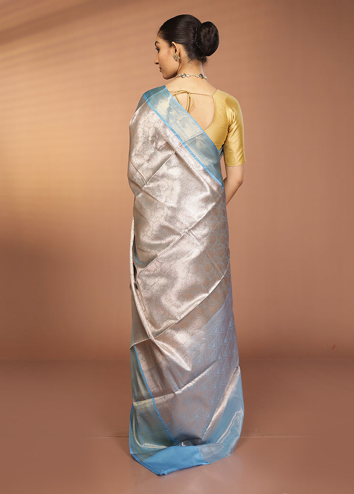 Cream Kora Silk Saree With Blouse Piece