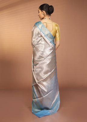 Cream Kora Silk Saree With Blouse Piece