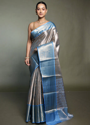 Cream Kora Silk Saree With Blouse Piece