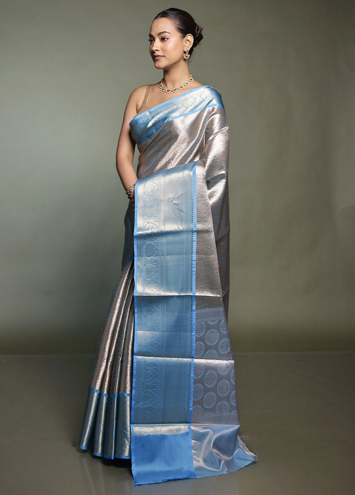 Cream Kora Silk Saree With Blouse Piece