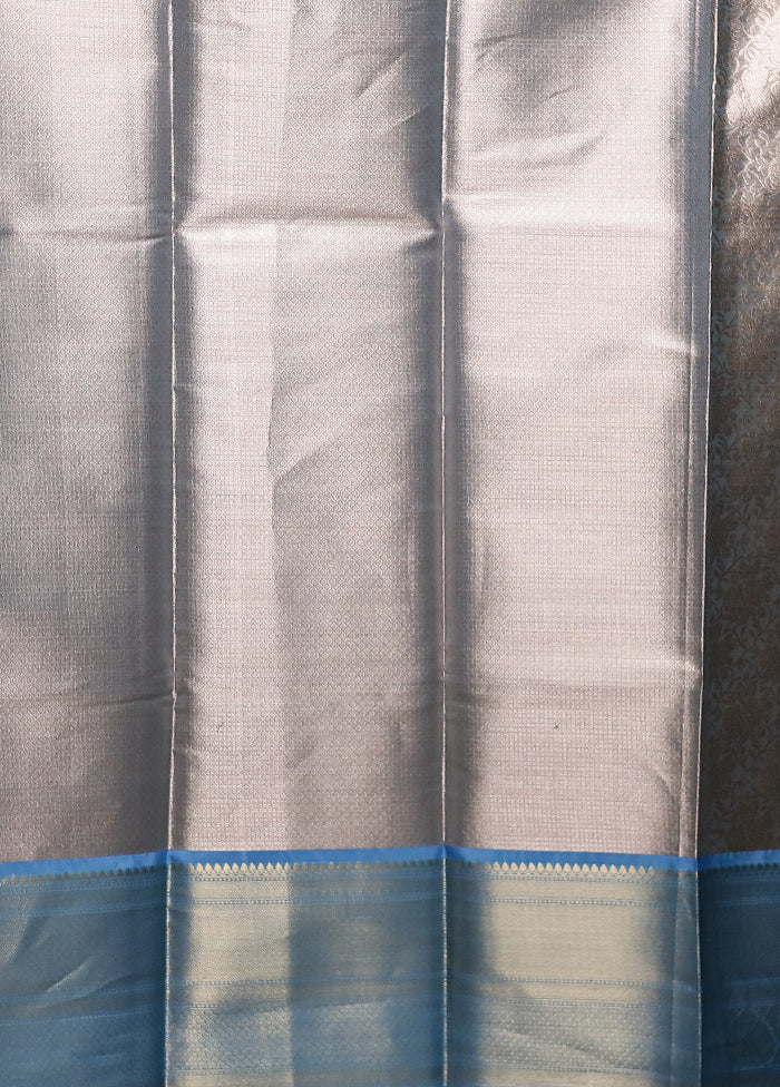 Cream Kora Silk Saree With Blouse Piece