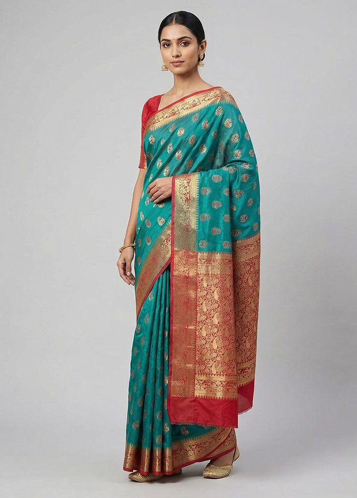 Cream Kanjivaram Silk Saree With Blouse Piece