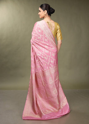 Pink Dupion Silk Saree With Blouse Piece