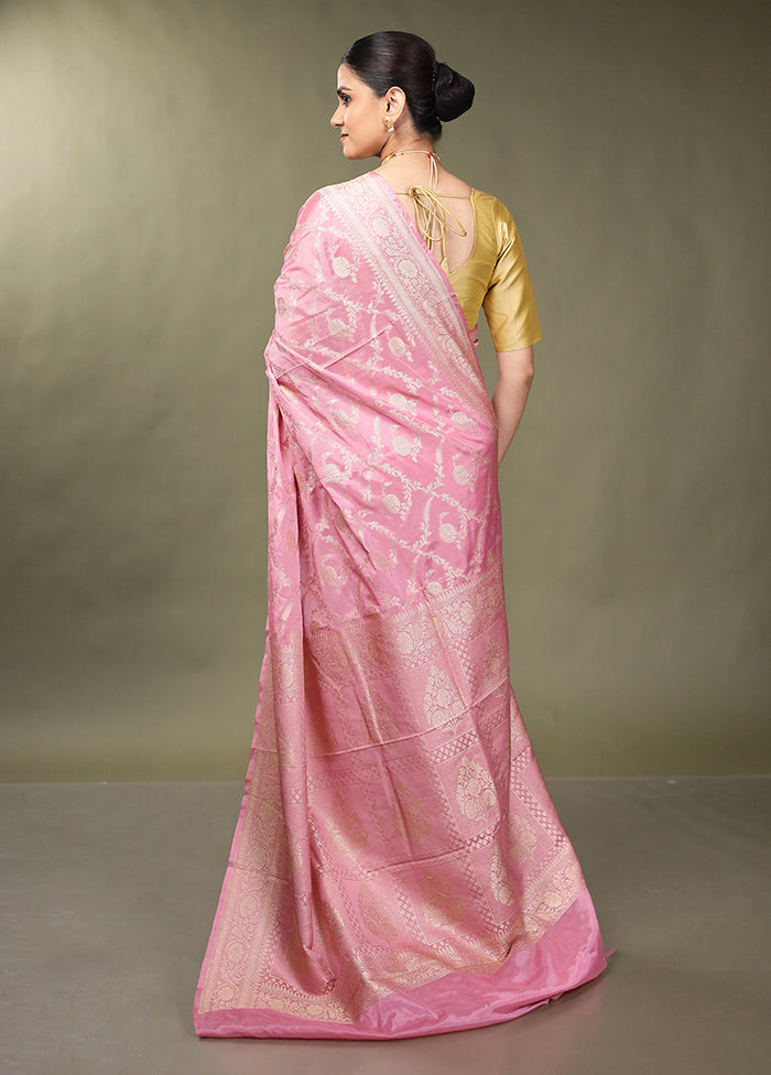 Pink Dupion Silk Saree With Blouse Piece