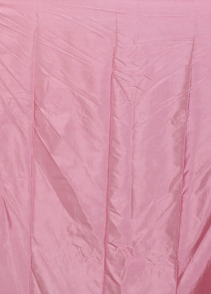 Pink Dupion Silk Saree With Blouse Piece