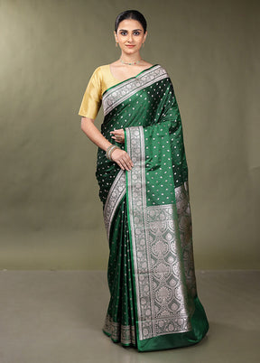 Green Katan Silk Saree With Blouse Piece