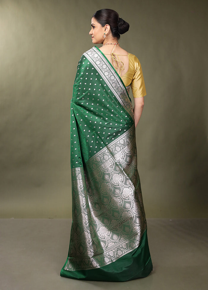 Green Katan Silk Saree With Blouse Piece