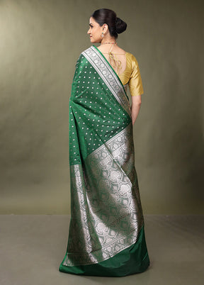 Green Katan Silk Saree With Blouse Piece