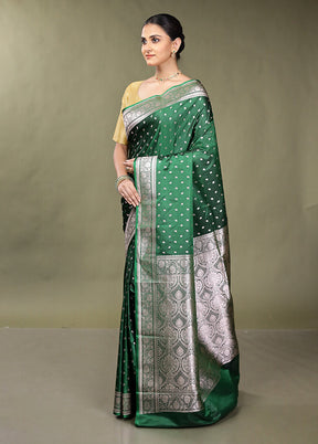 Green Katan Silk Saree With Blouse Piece