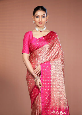 Pink Tanchoi Silk Saree With Blouse Piece