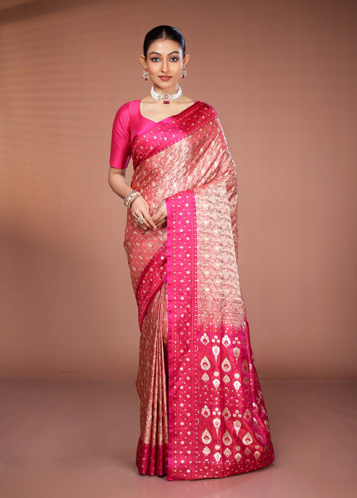 Pink Tanchoi Silk Saree With Blouse Piece