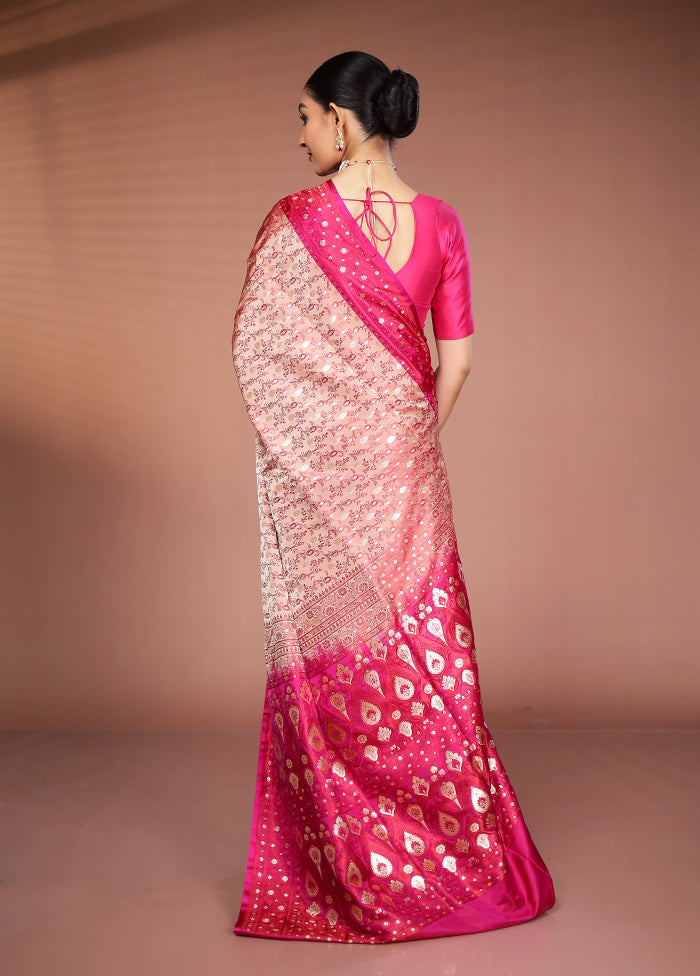Pink Tanchoi Silk Saree With Blouse Piece