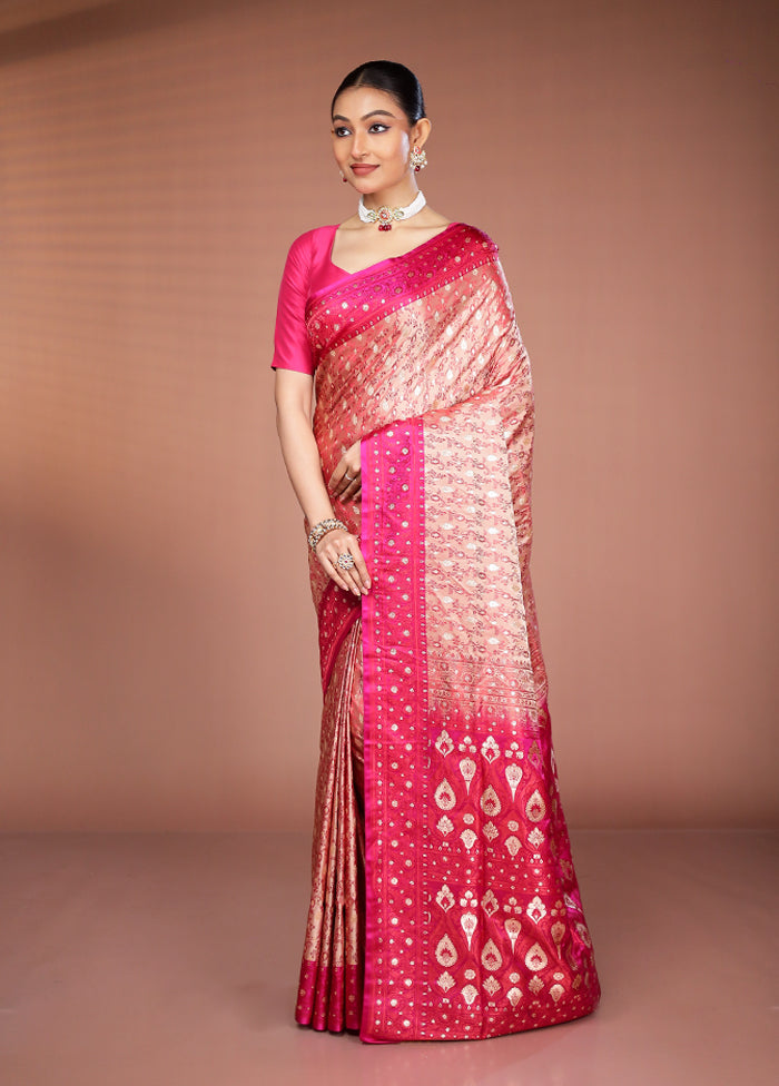 Pink Tanchoi Silk Saree With Blouse Piece