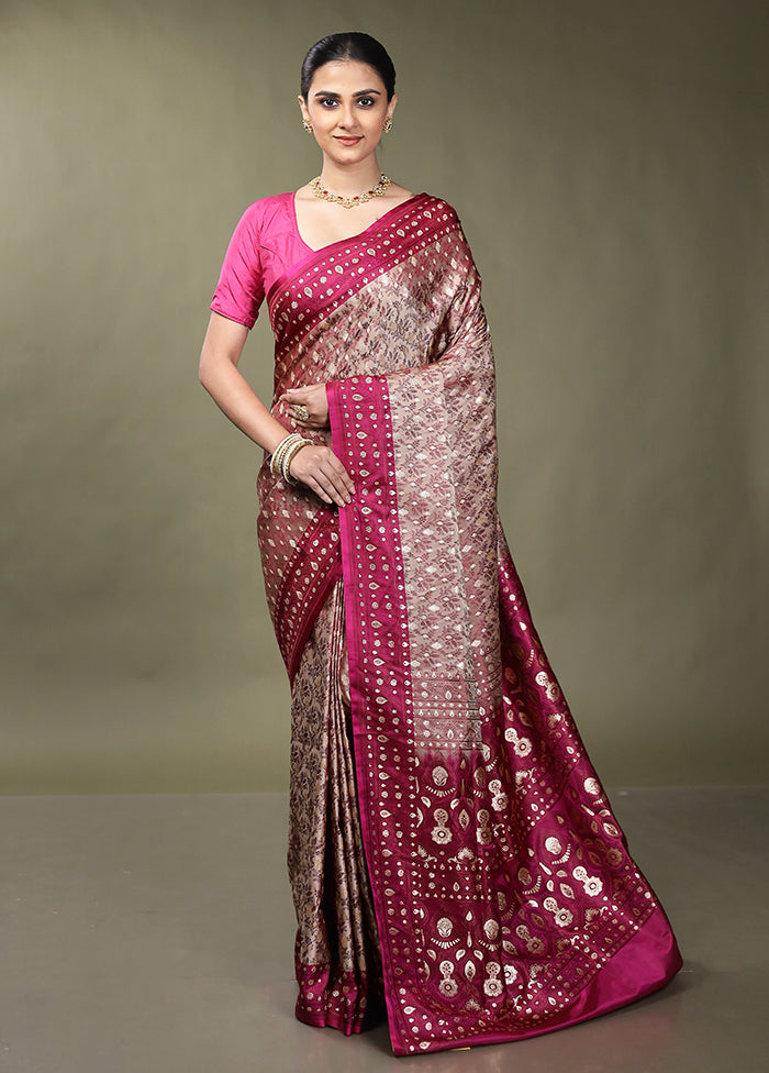 Cream Tanchoi Silk Saree With Blouse Piece