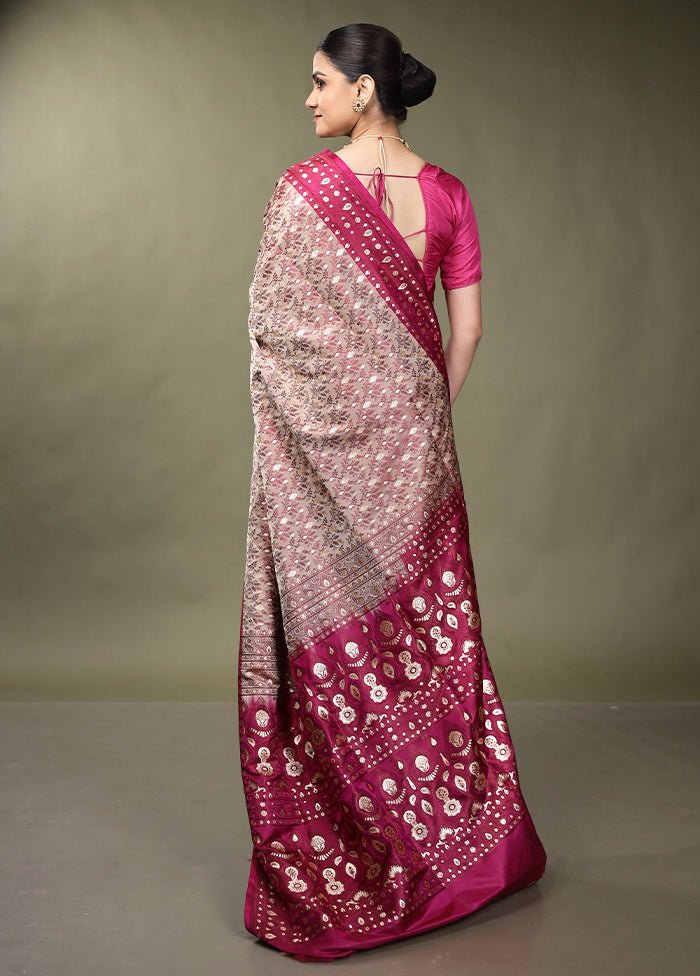 Cream Tanchoi Silk Saree With Blouse Piece
