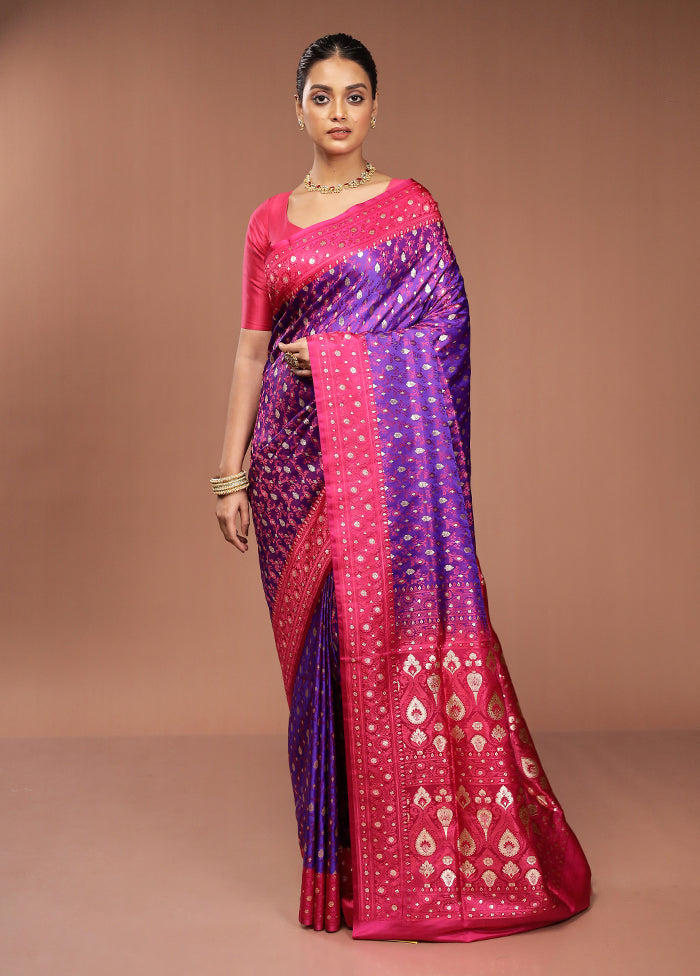Blue Tanchoi Silk Saree With Blouse Piece
