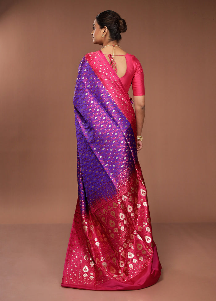 Blue Tanchoi Silk Saree With Blouse Piece