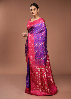 Blue Tanchoi Silk Saree With Blouse Piece