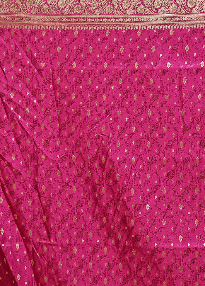 Pink Handloom Tanchoi Pure Silk Saree With Blouse Piece