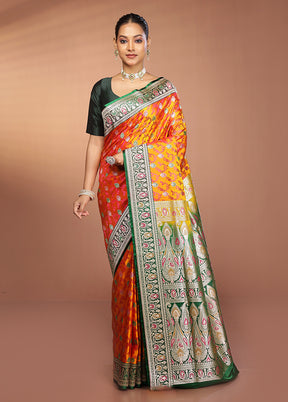 Yellow Handloom Tanchoi Pure Silk Saree With Blouse Piece