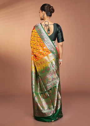 Yellow Handloom Tanchoi Pure Silk Saree With Blouse Piece