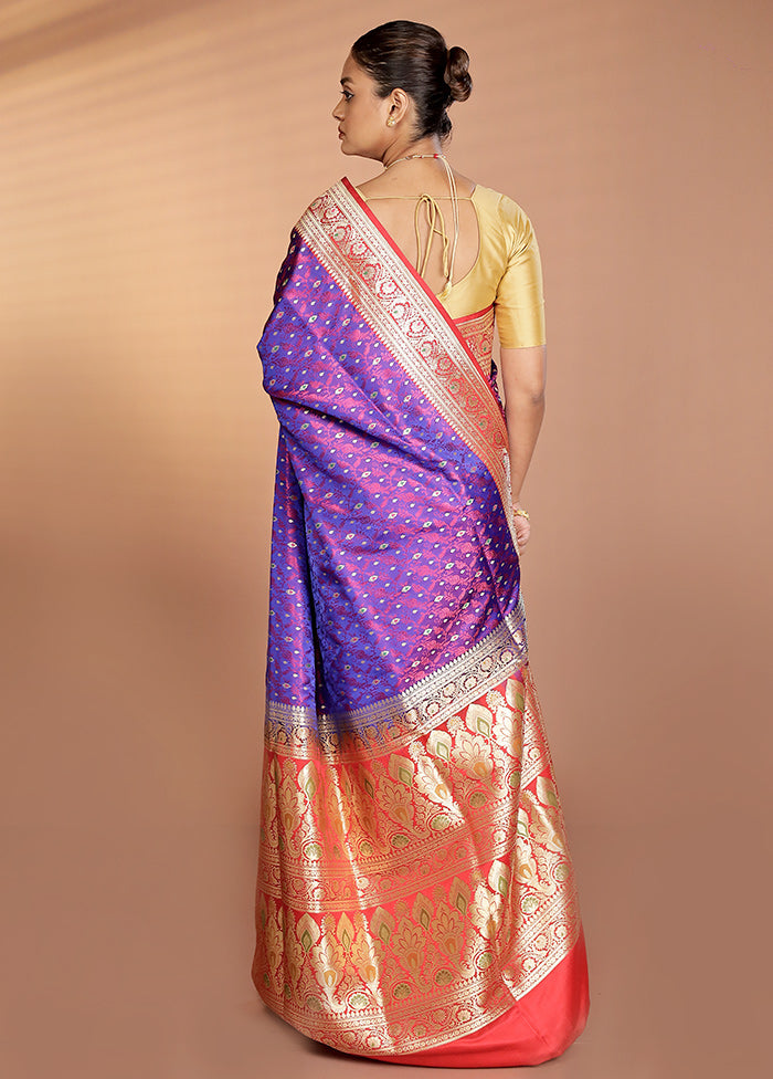 Blue Handloom Tanchoi Pure Silk Saree With Blouse Piece