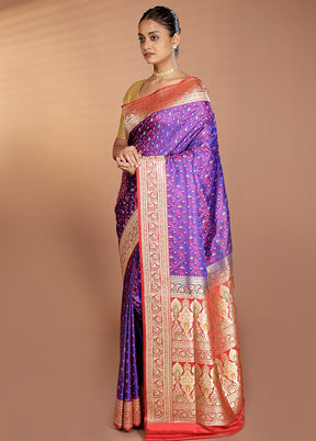 Blue Handloom Tanchoi Pure Silk Saree With Blouse Piece