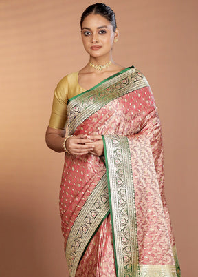 Cream Handloom Tanchoi Pure Silk Saree With Blouse Piece
