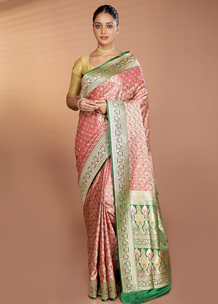 Cream Handloom Tanchoi Pure Silk Saree With Blouse Piece