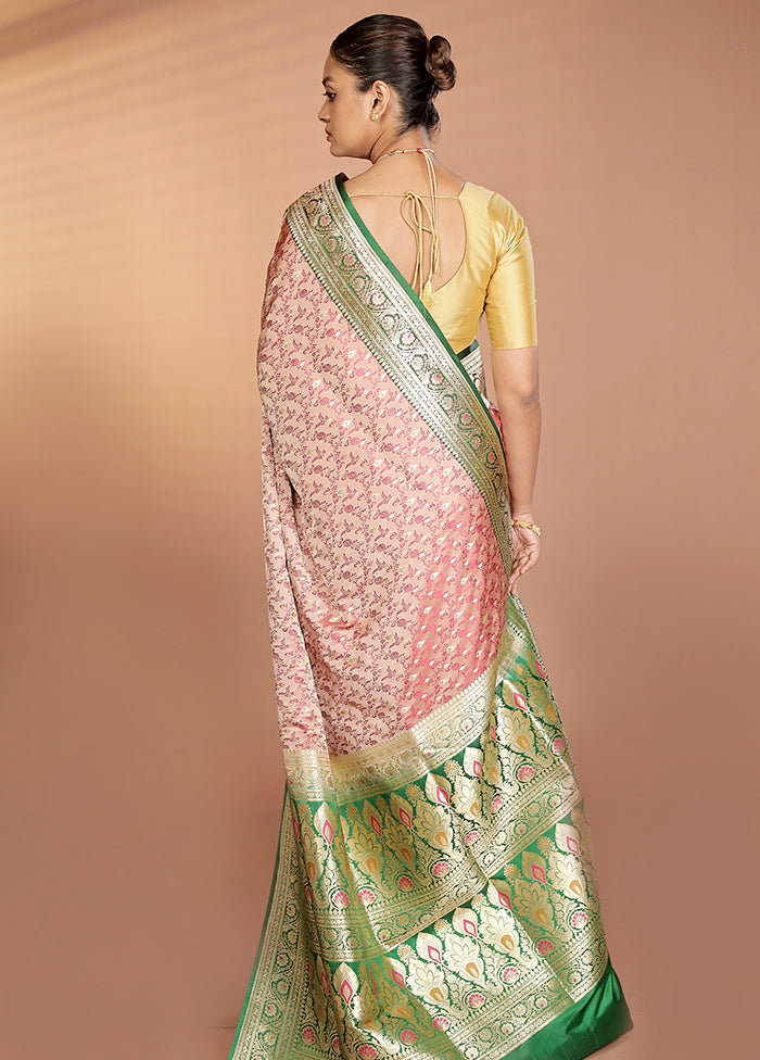 Cream Handloom Tanchoi Pure Silk Saree With Blouse Piece