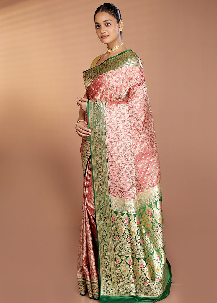 Cream Handloom Tanchoi Pure Silk Saree With Blouse Piece