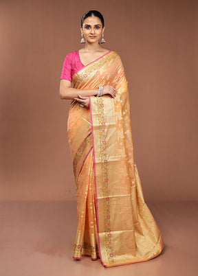 Yellow Cotton Saree With Blouse Piece